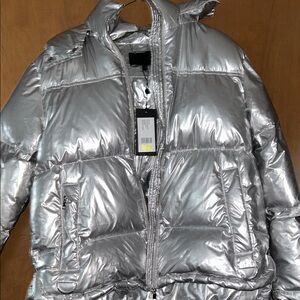 Kendall & Kylie Silver Puffer Jacket